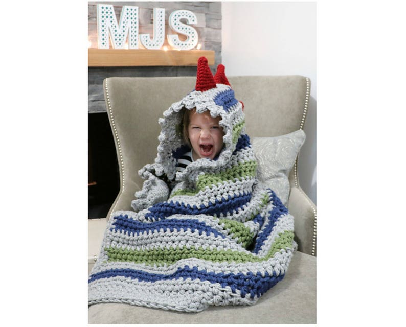 CROCHET PATTERN Dinosaur Blanket Dino Blanket Pattern Bulky & Quick Dinosaur Blanket Crochet Pattern MJ's Off The Hook Designs image 1