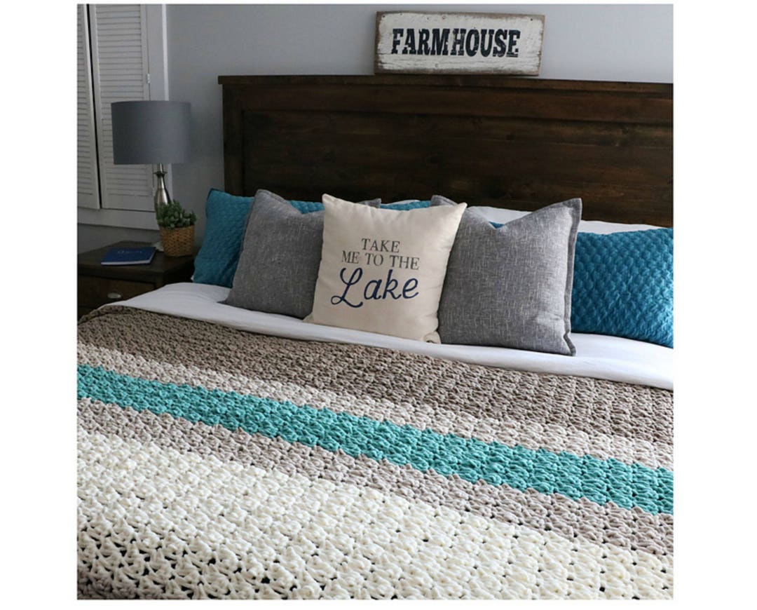 CROCHET PATTERN Bulky King Size Blanket King Size Throw Pattern for Crochet Farmhouse King Blanket Crochet Pattern Etsy