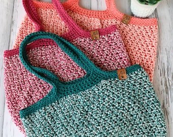 CROCHET PATTERN & VIDEO/ Dishie-lous Market Bag, reusable bag, eco friendly crochet bag / Summer tote, Project Bag, gift idea, easy crochet