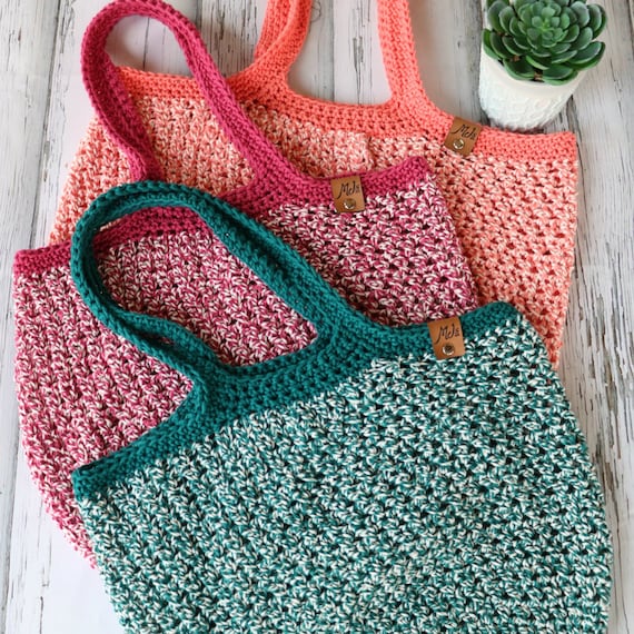 CROCHET PATTERN & VIDEO/ Dishie-lous Market Bag, reusable bag, eco friendly crochet bag / Summer tote, Project Bag, gift idea, easy crochet