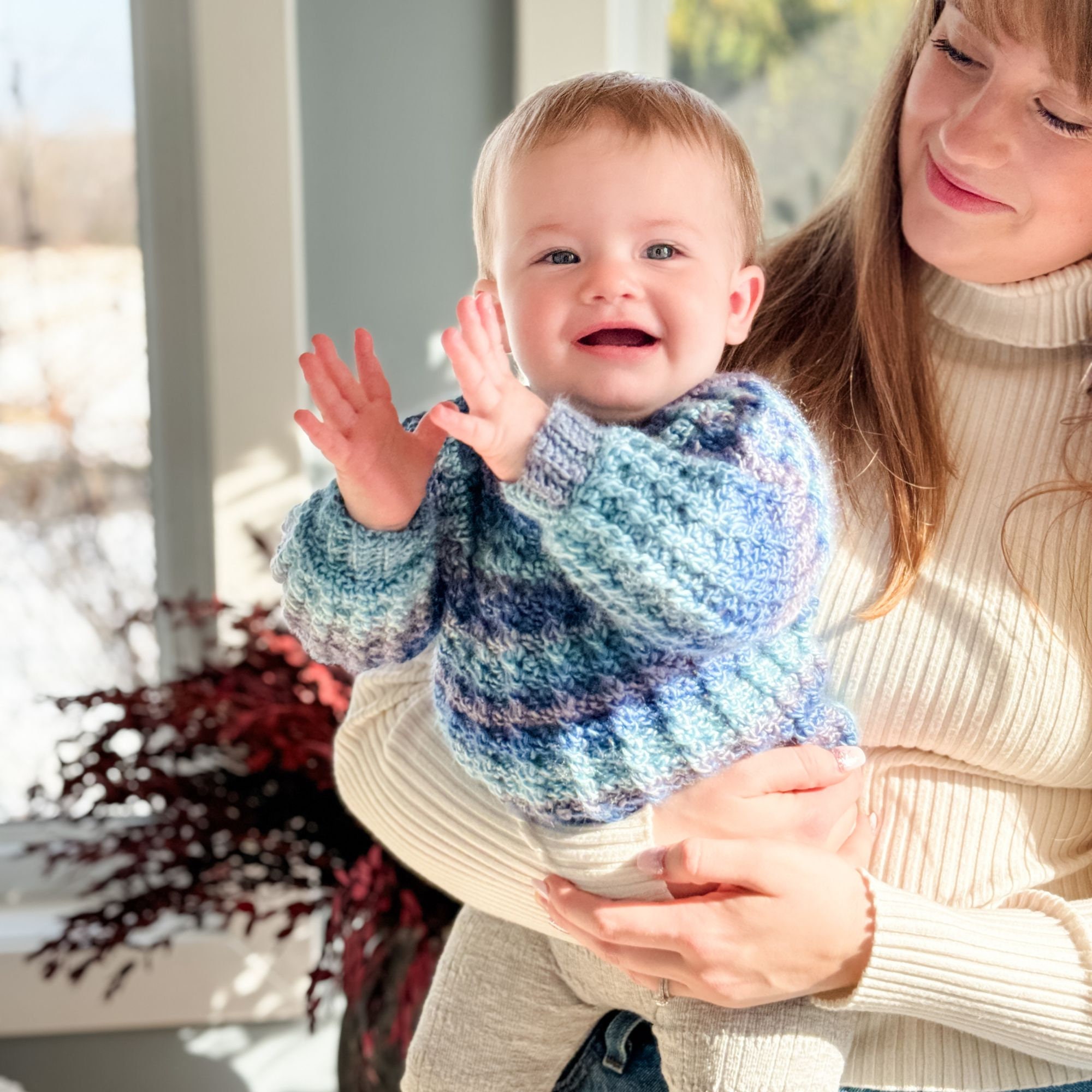 Toddler Girls Long Sleeve Crochet Floral Sweater - BLUE | The Children's Place