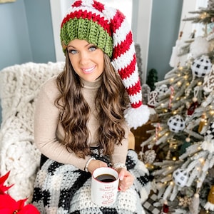 CROCHET PATTERN & VIDEO/ Christmas Elf Hat, Santa Hat, Crochet Hat pdf Pattern