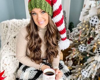 CROCHET PATTERN & VIDEO/ Christmas Elf Hat, Santa Hat, Crochet Hat pdf Pattern