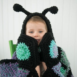 CROCHET PATTERN Hooded Butterfly Blanket image 5