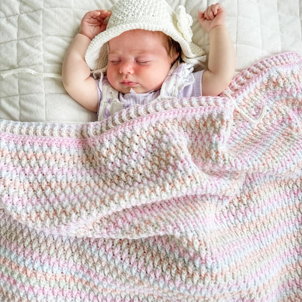 CROCHET PATTERN & VIDEO/ Rainbow Peaks Blanket Pattern, Alpine Stitch Crochet Pattern, Baby Blanket, Gifting, Baby Shower, Pdf, 3 sizes