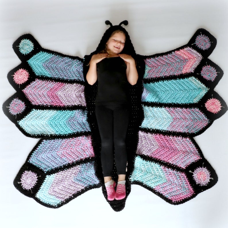 CROCHET PATTERN Hooded Butterfly Blanket image 6