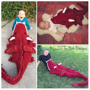 CROCHET PATTERN Dragon Blanket Pdf Digital Download Bulky & Quick Dragon Blanket Crochet Pattern MJ's Off The Hook Design image 3