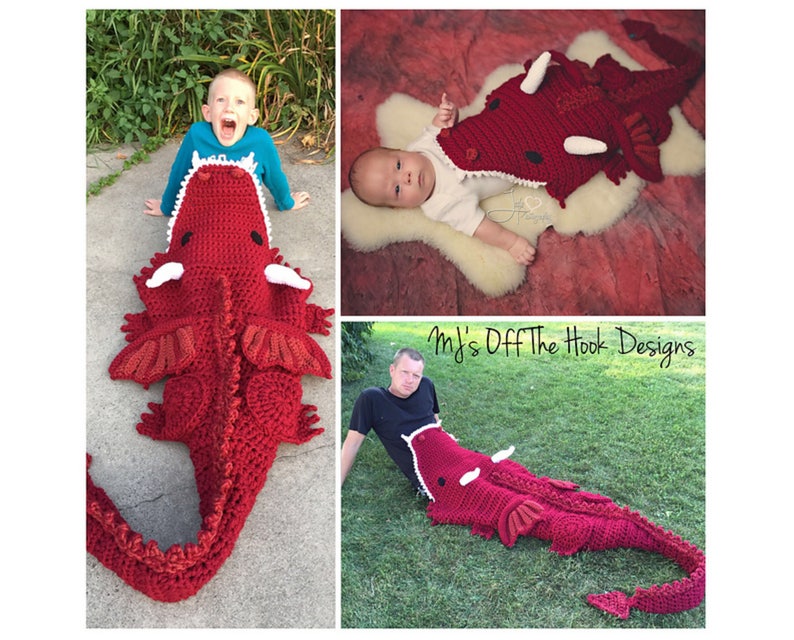 CROCHET PATTERN Dragon Blanket Pdf Digital Download Bulky & Quick Dragon Blanket Crochet Pattern MJ's Off The Hook Design image 3