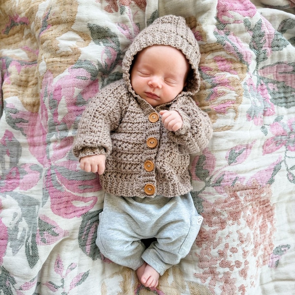 CROCHET PATTERN & VIDEO/ Mini Star Stitch Cardigan Pattern, Children's Crochet Cardigan Pattern, Baby to child size 12, Pdf, Schematic, Kids