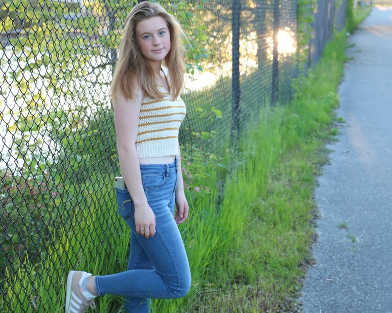 CROCHET PATTERN Sunset Stripes Tank / Striped Tank Top / Racer Back Crochet Tank Top / Striped Crop Tank Top imagen 5