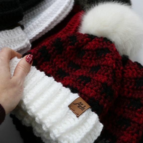 buffalo plaid crochet beanie pattern