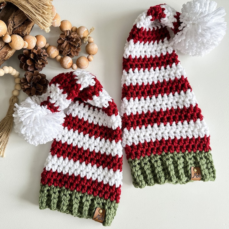 CROCHET PATTERN & VIDEO/ Christmas Elf Hat, Santa Hat, Crochet Hat pdf Pattern image 5
