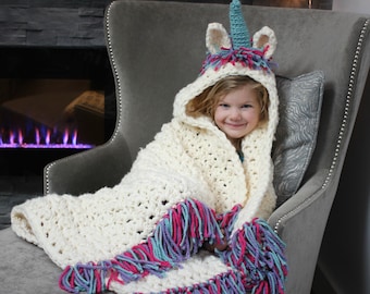 CROCHET PATTERN Unicorn blanket and Cowl - Crochet Pattern for Unicorn Costume -