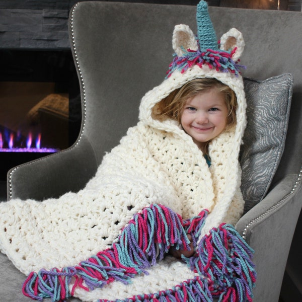 CROCHET PATTERN Unicorn blanket and Cowl - Crochet Pattern for Unicorn Costume -