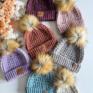 CROCHET PATTERN & VIDEO/ Snuggle Season Beanie, Puff Post Stitch Winter Hat in Baby to Adult Sizes, crochet hat, gift, pdf, easy hat pattern