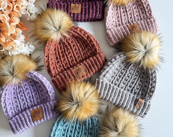 CROCHET PATTERN & VIDEO/ Snuggle Season Beanie, Puff Post Stitch Winter Hat in Baby to Adult Sizes, crochet hat, gift, pdf, easy hat pattern