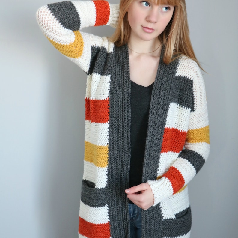 CROCHET PATTERN Everyday Striped Cardigan / Pdf Digital Download / Striped Sweater / Crochet Cardigan / image 7