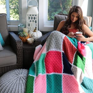 CROCHET PATTERN / Modern Patchwork Throw Blanket