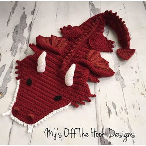 CROCHET PATTERN Dragon Blanket Pdf Digital Download Bulky & Quick Dragon Blanket Crochet Pattern MJ's Off The Hook Design image 8