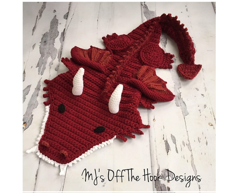 CROCHET PATTERN Dragon Blanket Pdf Digital Download Bulky & Quick Dragon Blanket Crochet Pattern MJ's Off The Hook Design image 8