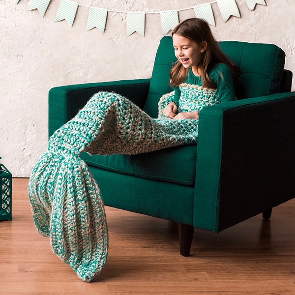 CROCHET PATTERN Mermaid Blanket - Crochet Pattern for Mermaid - Bulky & Quick Mermaid Blanket Crochet Pattern by MJ's Off The Hook Designs