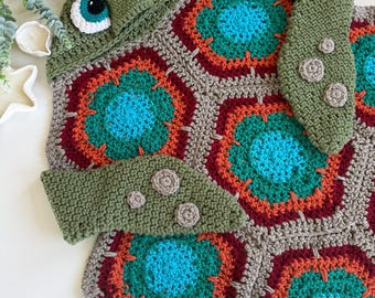 CROCHET PATTERN Hooded Sea Turtle Blanket / Turtle costume / Turtle Infant Prop / Turtle Blanket newborn to Adult size