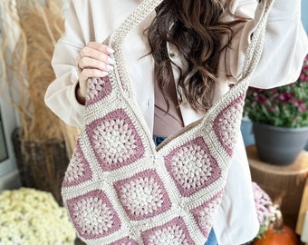 CROCHET BAG PATTERN / River Stone Granny Bag / Granny Square Crochet Bag Pattern