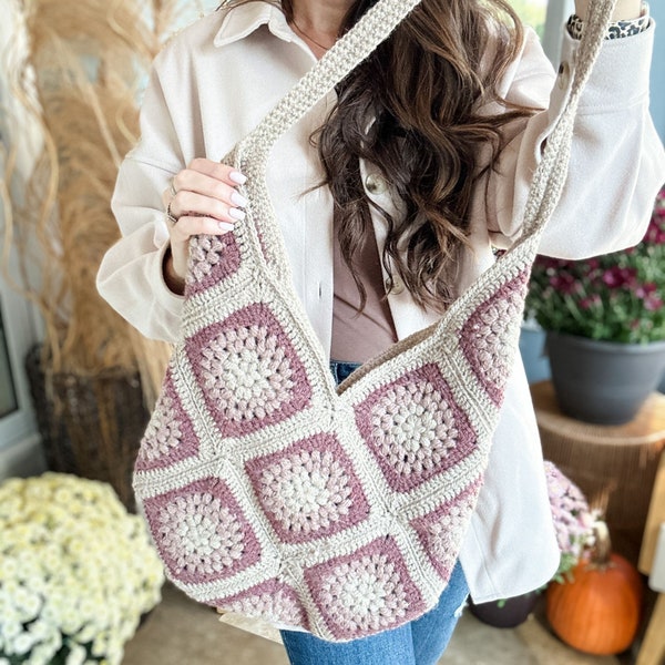 CROCHET BAG PATTERN / River Stone Granny Bag / Granny Square Crochet Bag Pattern