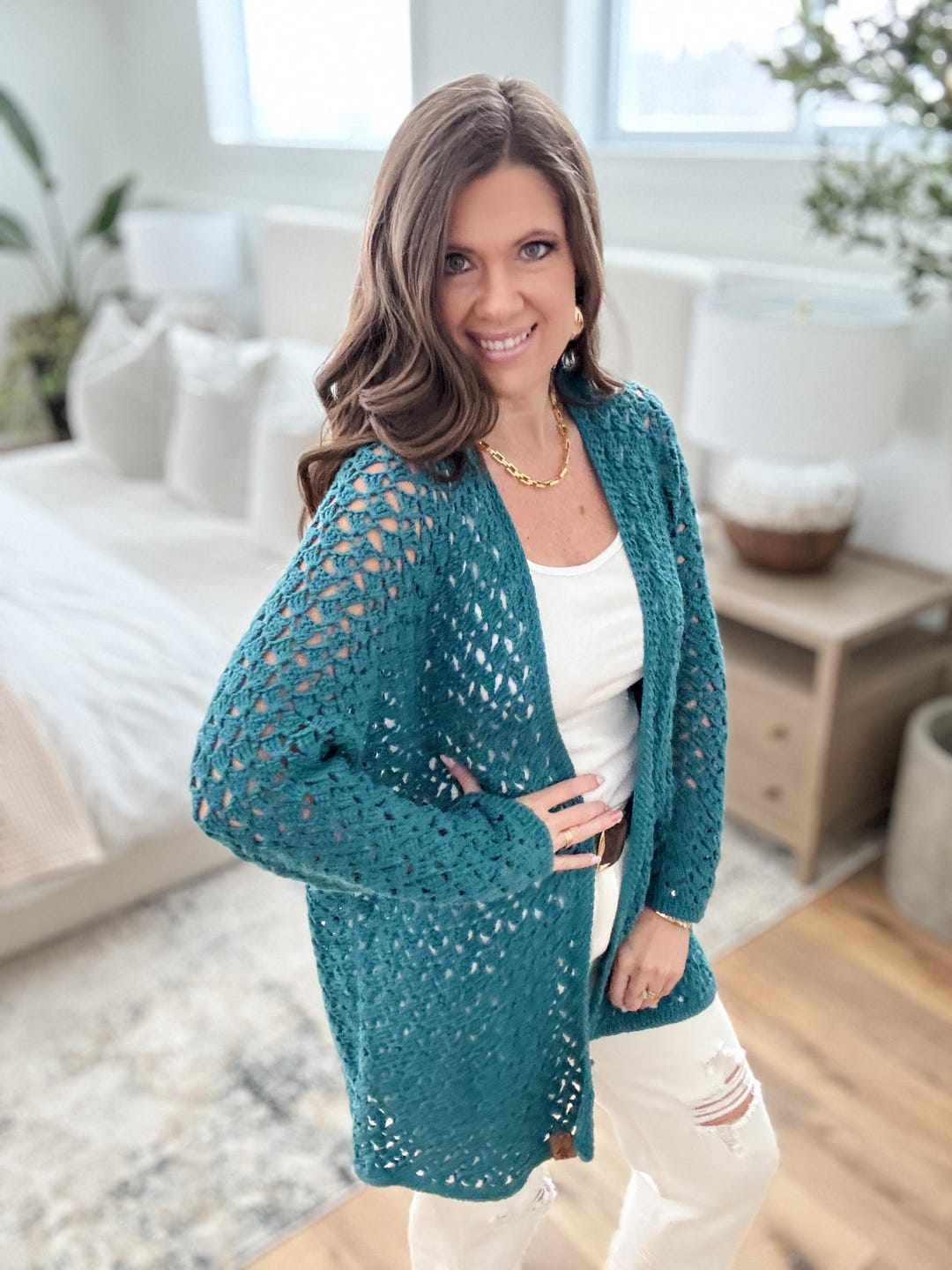 CROCHET PATTERN & VIDEO/ Crochet Lacy Spring Cardigan