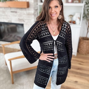 CROCHET PATTERN & VIDEO/ Caribbean Breeze Cardigan Pattern, Lace Cardigan,Sizes Xs-5X, Women's Sweater, Gifting, 2 lengths, Summer Cardi