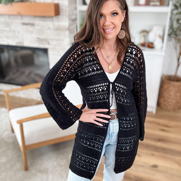 CROCHET PATTERN & VIDEO/ Caribbean Breeze Cardigan Pattern, Lace Cardigan,Sizes Xs-5X, Women's Sweater, Gifting, 2 lengths, Summer Cardi