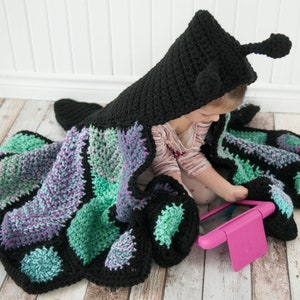 CROCHET PATTERN Hooded Butterfly Blanket image 3