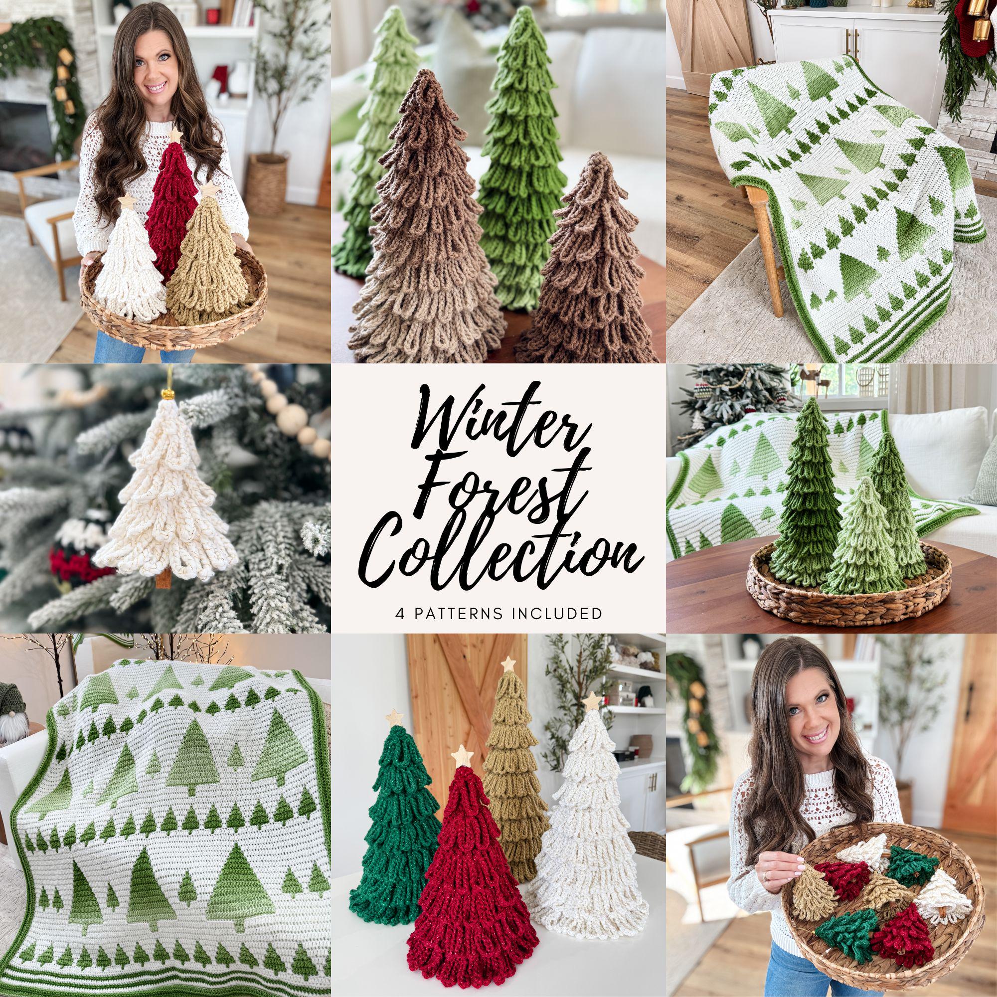 CROCHET PATTERN EBOOK/Winter Forest Collection, 4 pattern Ebook, Crochet Christmas Decor Patterns, Home Decor, Holiday Crochet, Gifting, pdf