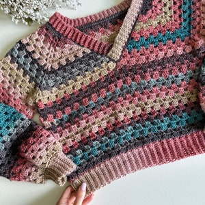 CROCHET SWEATER Pattern/granny Pop V-neck Crochet Sweater - Etsy