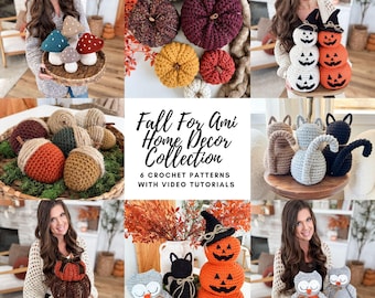 CROCHET PATTERN EBOOK/ Fall For Ami Home Decor Collection, Pattern Ebook, 6 patterns, crochet home decor, Fall Decor, Gifting, Amigurumi