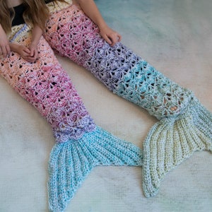 CROCHET PATTERN Rainbow Sparkle Mermaid Blanket / Mermaid tail / Ombre Mermaid / Shell Stitch Mermaid Blanket image 3