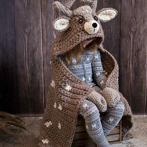 CROCHET PATTERN Woodland Deer Blanket Hooded Woodland Deer Blanket Crochet Pattern MJ's Off The Hook Design image 4