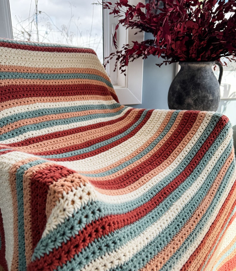 CROCHET PATTERN/ Star Stitch Striped Crochet Blanket Pattern, Sahara Stripes Blanket Pattern, Star Stitch Blanket Pattern image 6