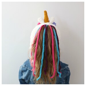 CROCHET PATTERN Unicorn Ponytail hat Set image 2