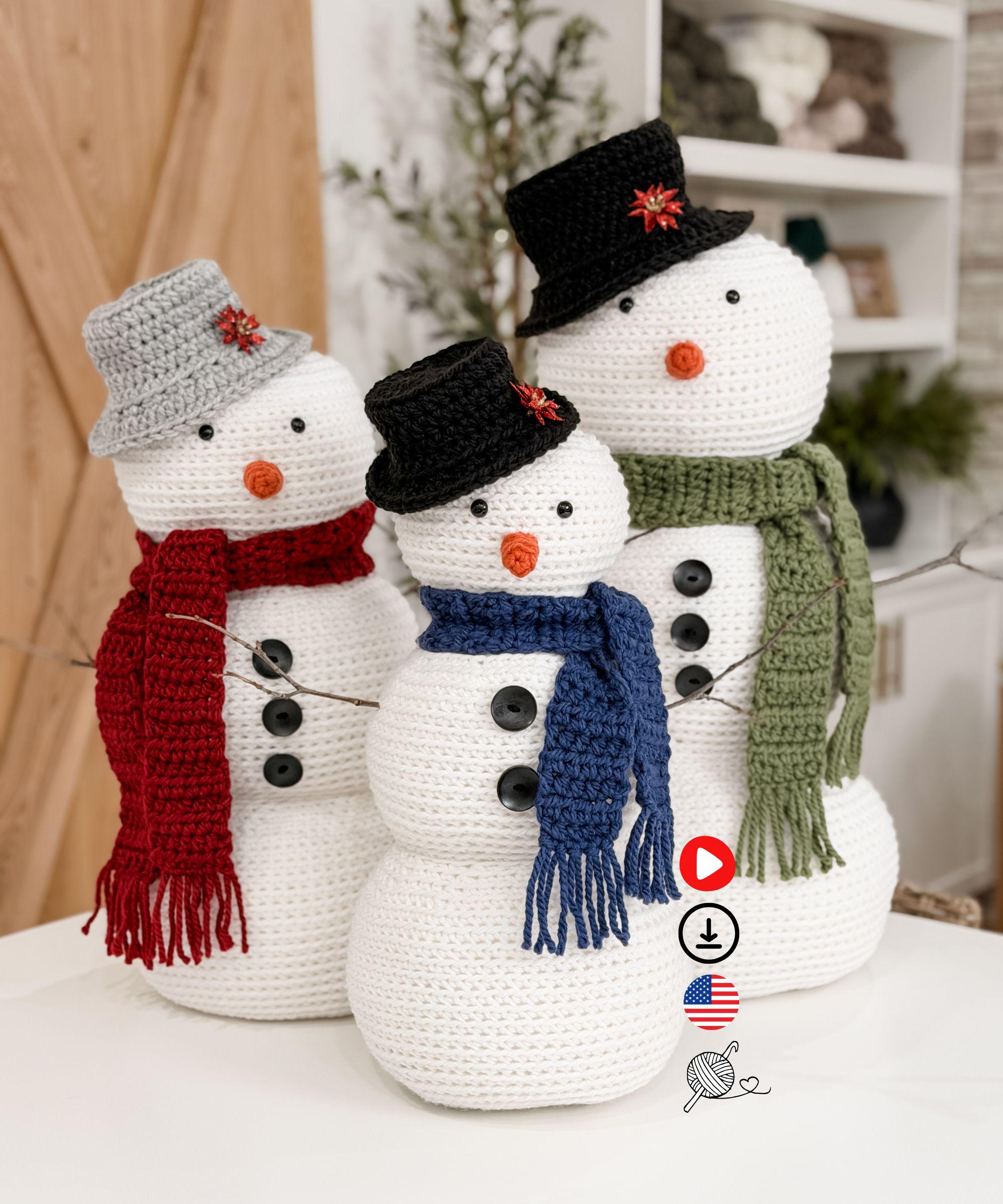 CROCHET PATTERN & VIDEO/ Jumbo Amigurumi Snowman, Crochet Snowman