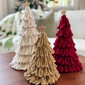 CROCHET PATTERN & VIDEO/ Bulky and Quick Loopy Crochet Trees, Holiday Decor, Christmas Decor, 6 sizes, Pdf, Gifting, Easy Crochet Pattern