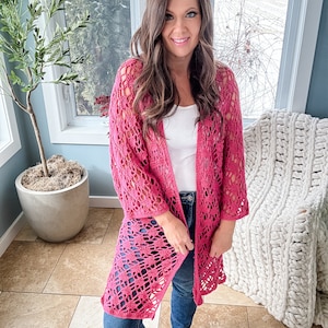 CROCHET PATTERN VIDEO Sun kissed Cardigan Crochet Pattern Lace Cardigan Beach Coverup Lace Duster Sizes Xs 5x Pdf Summer Etsy