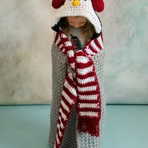 CROCHET PATTERN Hooded Penguin Blanket / Pdf digital download / winter penguin blanket / scarf and earmuffs penguin image 6