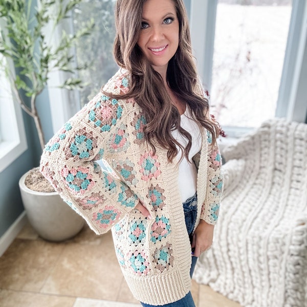 CROCHET PATTERN / Granny Square Cardigan Crochet Pattern