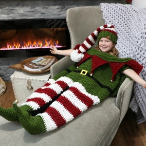 CROCHET PATTERN Christmas Elf Cocoon Blanket & Hat Set