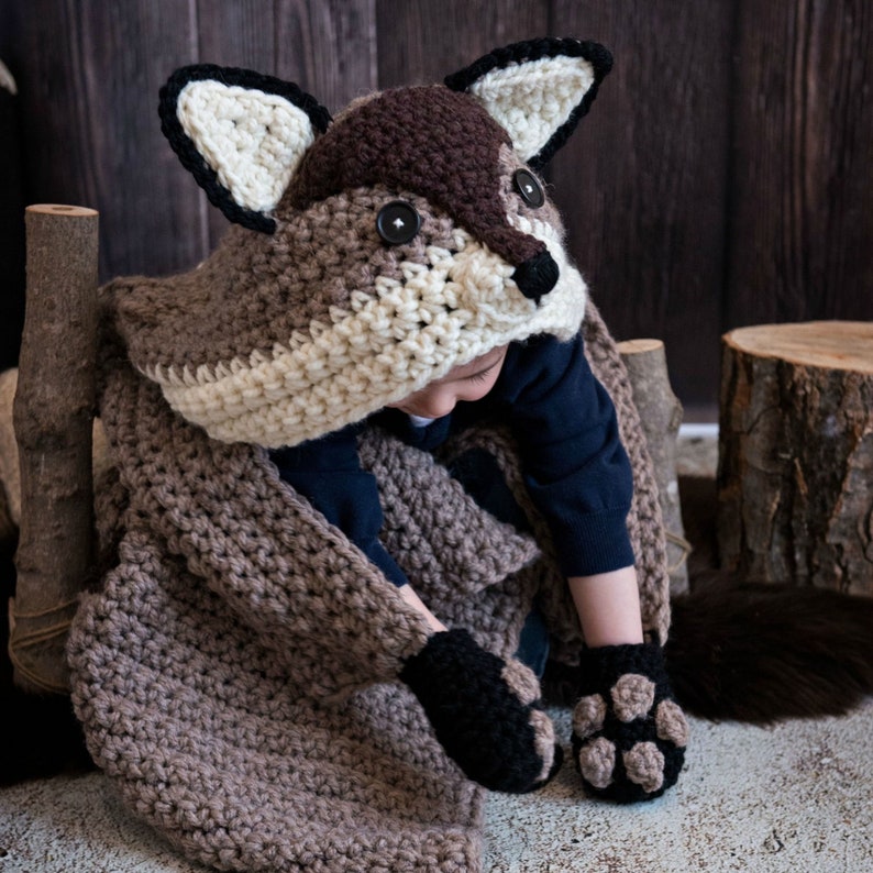 CROCHET PATTERN / Hooded Woodland Fox Blanket image 8