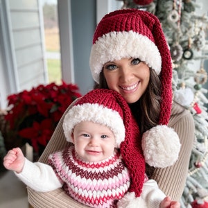 CROCHET HAT PATTERN / Santa Hat Crochet Pattern, Festive Holiday Pattern, Santa hat with fur in sizes baby to adult