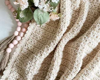 CROCHET BLANKET PATTERN - Chunky Star Stitch Crochet Blanket