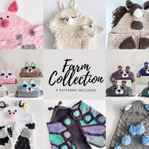 CROCHET PATTERN EBOOK/ Hooded Farm Blanket Collection