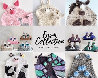 CROCHET PATTERN EBOOK/ Hooded Farm Blanket Collection